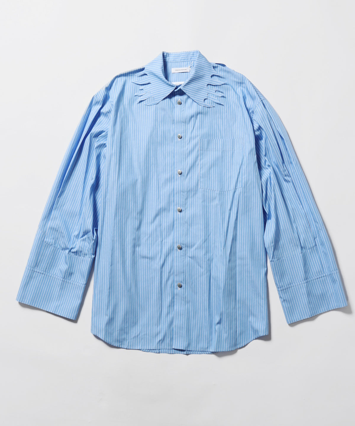 高品質のTENDER PERSON/テンダーパーソン FRAME COLLER STRIPE SHIRT